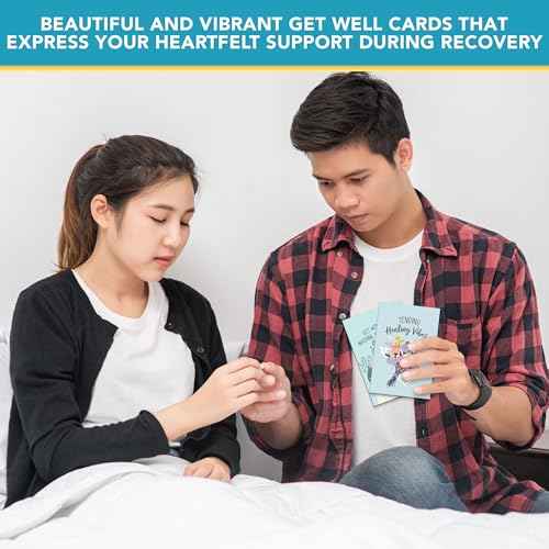 Decorably 24 Pack 4x6in Assorted Get Well Cards Assortment Box with Envelopes and Stickers, 24 Unique Floral Designs Get Well Cards with Envelopes, with Printed Message Inside