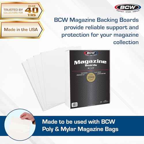 BCW Magazine Backing Boards 8.5" x 11" ? 100 Pack | 24pt Acid-Free Boards for Comics, Fabric Storage, Crafts & Collectibles | Precision Cut for Archival Protection
