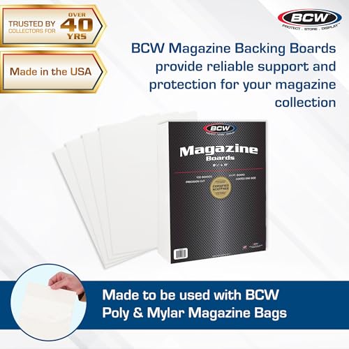 BCW Magazine Backing Boards 8.5 x 11 Inches, Acid-Free, 100 Pack - Boards