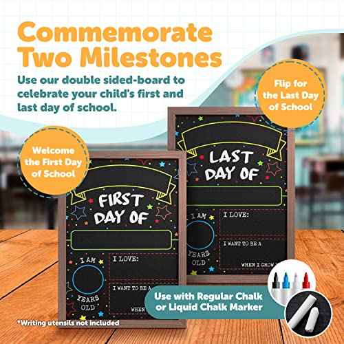 First Day Last Day of School Chalkboard Double Sided Sign with Frame - 14" x 10"