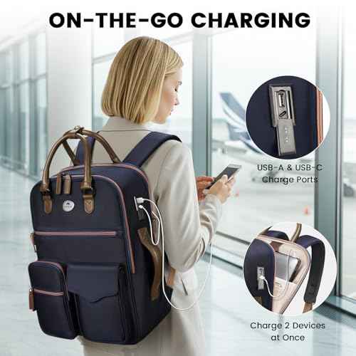 MATEIN Professional Backpack for Women, Slim Business Executive Work Backpack with USB-C Port & Accordion File Folder Fit 15.6 Inch Laptop, Water Resistant Personal Item Bag for Office Travel