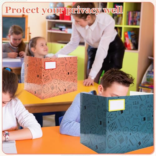 Crtiin 24 Pcs Desk Dividers for Students Privacy Folders Dark Color - Cardboard Classroom Desk Privacy Shields