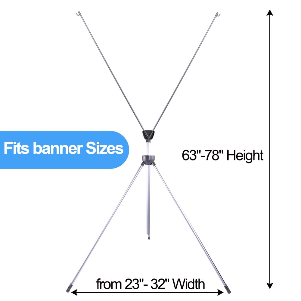 SUERUI Adjustable X Banner Stand Fits Any Banner Size Width 23" to 32" and Height 63" to 78",Portable Retractable Banner Holder with Carrying Bag - Customize Banner for Trade Show, Exhibition, 2 Pack