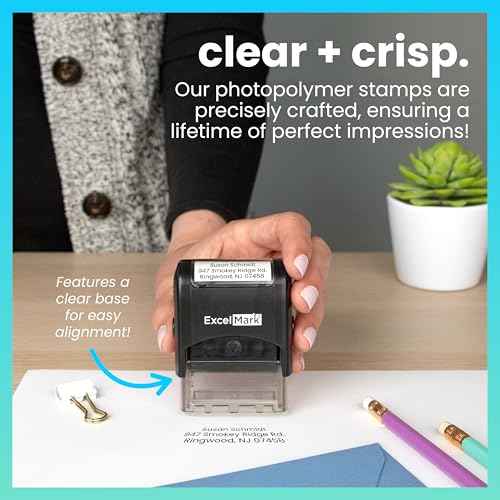ExcelMark Custom Stamp ? Clear & Crisp Impressions ? Personalized Self-Inking Rubber Stamp ? Use for Address Stamp and More (Small)