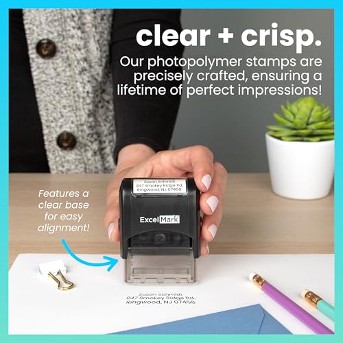ExcelMark Small Custom Self-Inking Address Stamp with Clear Impressions