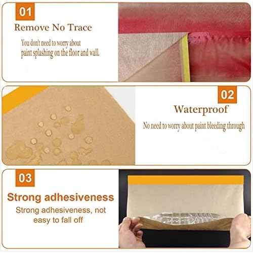 Pre-Taped Paint Masking Paper and Masking Tape Sets, 22inch-50feet Painters Paper and Painters Tape, Automotive Paint Paper, Tape and Drape Waterproof for Painting Protection Covering (6)