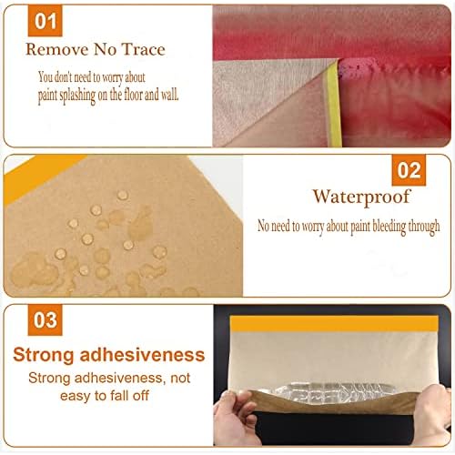 Pre-Taped Paint Masking Paper and Masking Tape Sets, 22inch-50feet Painters Paper and Painters Tape, Automotive Paint Paper, Tape and Drape Waterproof for Painting Protection Covering (10)