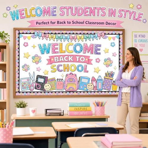 Wiooffen Back to School Composition Notebook Bulletin Board Set - Classroom Decorations