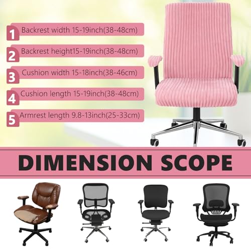 Tegeme Pink Faux Fur Office Chair Cover Set with Armrest Pads (4-Piece)