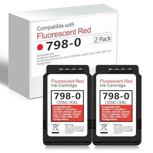 2-Pack SL-798-0 Fluorescent Red Ink Cartridge Replacement Compatible with 798-0 for SendPro C200, C300, C400 Postage Meters