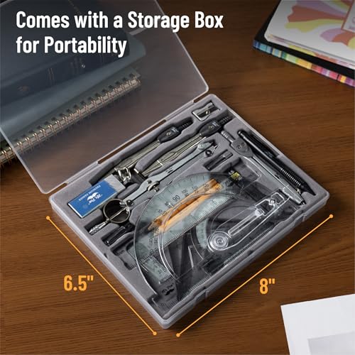 Mr. Pen Classic Slate Geometry Set with 6-Inch Swing Arm Protractor, 15 Pieces