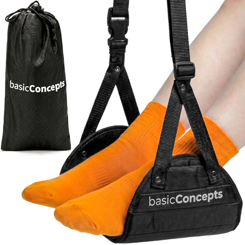 BASIC CONCEPTS Pack of 1 Airplane Foot Hammock Travel Foot Rest for Plane & Train