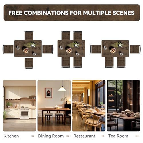 AMICLIBER 5-Piece Dining Table Set for 4 (0.6-inch Brown) – Rectangular Kitchen & Dining Furniture