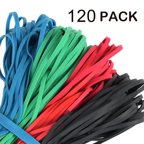 AIWOQI 120pcs Large Rubber Bands 0.31in x 0.15in Assorted Colors 7in Flat Length