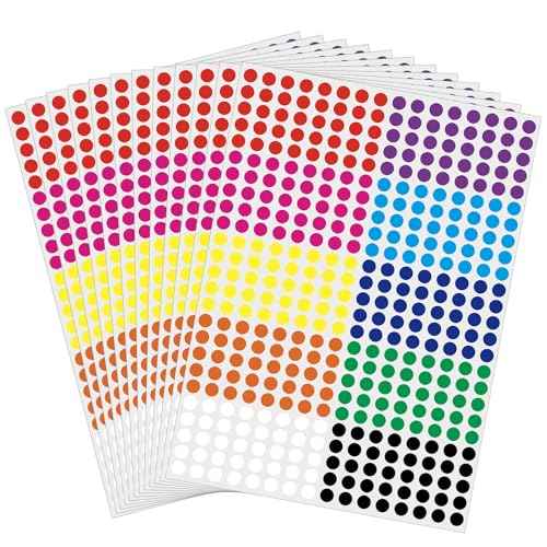 10000 Pcs 1/4" Small Colored Dot Stickers Tiny Round Labels, 10 Colors Circle Stickers for Office Classroom