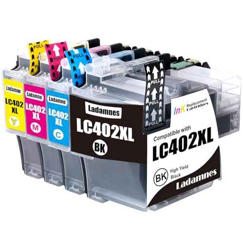 LC402XL Compatible Ink Cartridge Replacement for Brother LC402 Ink Cartridge LC402XL High Yield Work with MFC-J5340DW MFC-J6540DW MFC-J6940DW Printer (1 Black, 1 Cyan, 1 Magenta, 1 Yellow, 4 Pack)
