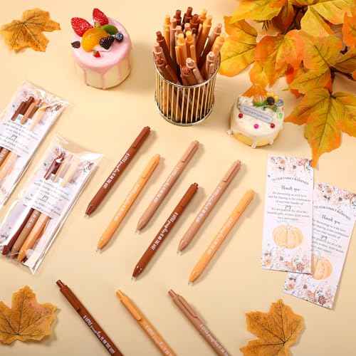 48 Sets Thanksgiving Little Pumpkin Baby Shower Favor Fall Baby Shower Pens Gifts Bulk with a Little Pumpkin Is on The Way Thank You Cards for Thanksgiving Gender Reveal Party Supplies Decor