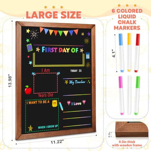 Double-Sided First and Last Day of School Chalkboard with Wooden Frame - Reusable Kids Photo Sign