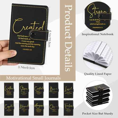 Spakon 10 Sets Christian Gifts Bulk Church Leather Notebook with Pen Pastor Appreciation Gifts Clergy Sunday School Teacher Prayer Journal Religious Bible Study Supplies (Bible Verse)