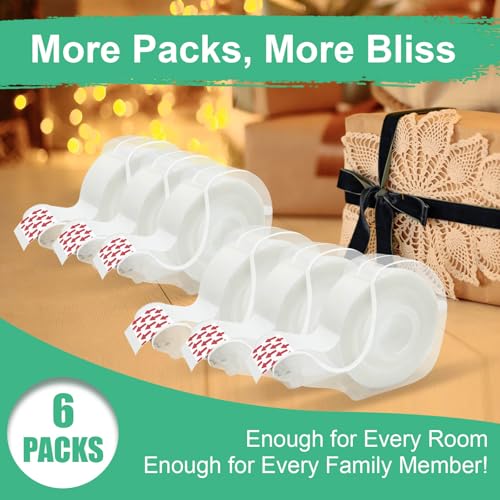 BeataTap 3/4 Inch Invisible Tape Dispenser Pack - 6 Rolls Matte Finish Writable Clear Gift Wrapping Tape