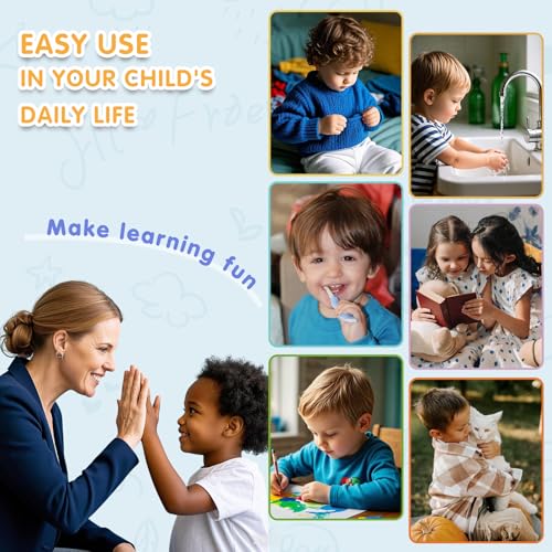 ALSLEA Blue Wider Version Visual Schedule for Kids Autism Daily Routine & Chore Chart with 124 Cards