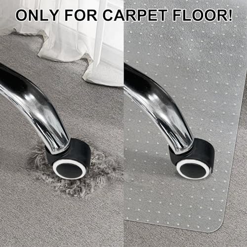 SHAREWIN Office Chair Mat for Carpet Floors, 47" x 59" Clear Desk Chair Mats for Low Pile Carpeted Protector, Sturdy PVC Computer Chair Mats Anti-Slip and Easy to Clean for Home & Office