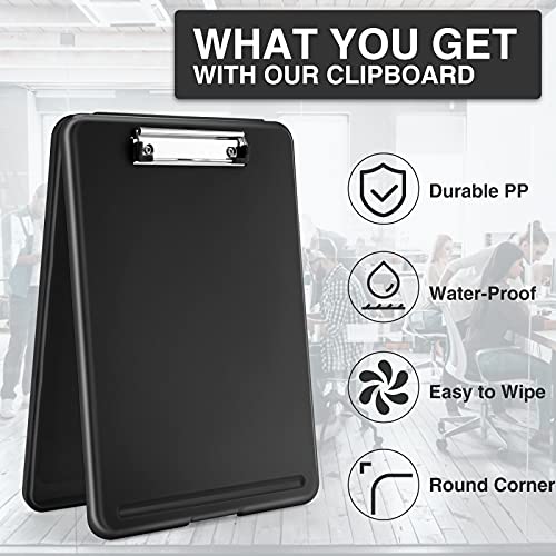 Sooez Black Plastic Clipboard with Storage 8.5x11 - Nurse, Office, Field Use