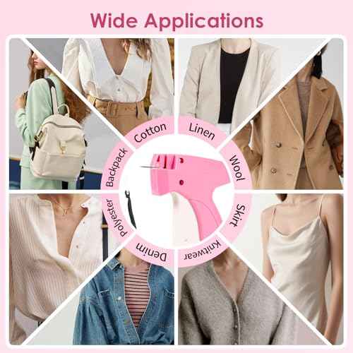 Stitch Gun for Clothes,Includes 6 Mini Needle,5000 Pcs Micro Fasteners(2500 White & 2500 Black) Stitch Gun,Quick Clothing Fixer,Stitchy Sewing Kit Tag Gun,Retail Tagging Gun for Clothing