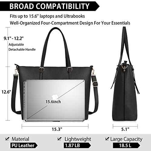 Laptop Tote Bag for Women 15.6 Inch Leather Computer Laptop Bag Office Work Bag