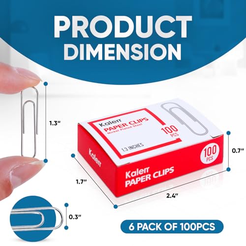 Kalerr 600-Pack Paper Clips, 1.3