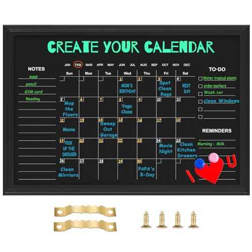 Magnetic Chalkboard Calendar,17.7¡± ¡¿ 23.6¡° Monthly and Weekly Calendar Chalk Board for Wall, Family Planner,Black(Family-HB-4560)