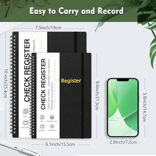 Homlive Check Registers for Personal Checkbook, Spiral Large 7.5 x 10 in – 2744 Entries, 180° Lay Flat