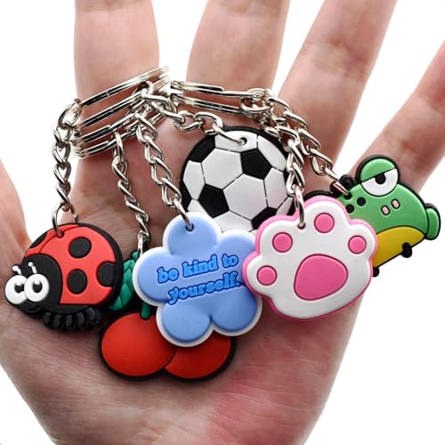 30/50/100/200pcs Random Different Keychains, Lot Mixed Cute Keyring for Classroom Prizes Students Incentives