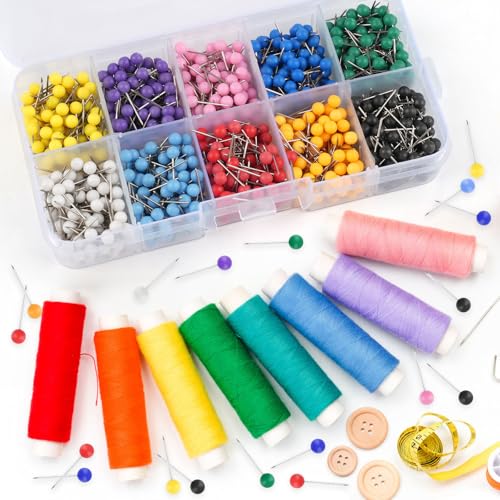 1000 Pcs Multi-Color Push Pins, Map Pins for Travel Map, 1/8" Tacks