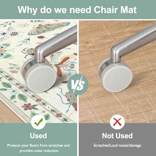 Anidaroel 36"x48" Home Office Chair Mat for Hardwood Floor, Beige Under Desk Rug for Rolling Chairs, Anti-Slip Insect Print Desk Floor Mat for Offices Chair, Low Pile Office Rugs for Rolling Chairs