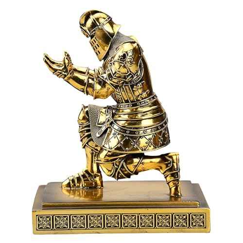 King's Guard Knight Pen Holder Pen Stand Desk Organizers and Accessories Resin Pencil Holder as Gift with a Metal Sword Letter Opener for Office and Home (Bronze(Plating))