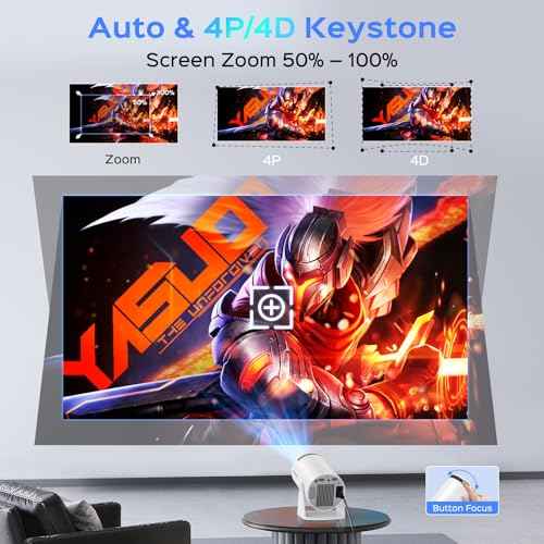 Mini Projector With WiFi and Bluetooth, 180 Rotatable Portable, 150" Smart With Android TV 11, 1080P Support Decoding Projectors 4K, 2.4G/5G WiFi6, Auto Keystone for Home Outdoor Proyector, White