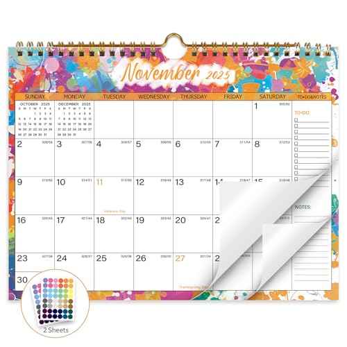 Calendar 2025-2026, 18 Months Wall Calendar July 2025 to Dec 2026 Calendar with Julian Dates, 11" X 8.5" (Colorful)