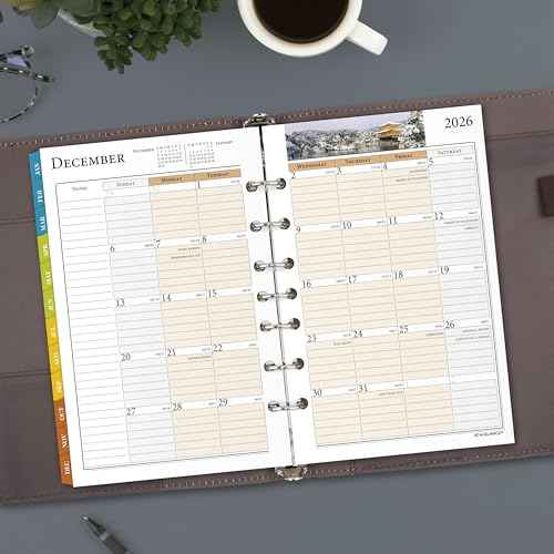 AT-A-GLANCE 2026 Planner, Daily & Monthly, 5.5" x 8.5", Desk Size 4, Two Page Per Day Refill, Loose-Leaf, Zenscapes (281-225-26)