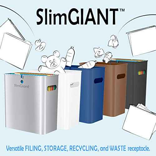 iTouchless SlimGiant 4.2 Gallon Narrow Space Slim Trash Can and File Folder Organizer Storage with Handles, 2-Packs, 2 Toffee Brown, 2 Pack