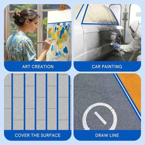 Blue Painters Tape,1.5 Inch x 60Yards-16 Roll,Multi-Surface Painter's Tape Blue Masking Tape for Walls,Paint Tape with Medium Adhesive Backing,Easy Removal,Ideal for Painting,Home Improvement,Crafting