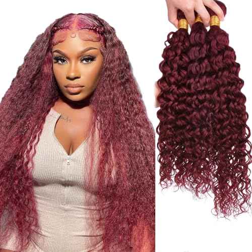 22 24 26 Inch #99J Bundles Water Wave Bundles Human Hair Burgundy Water Wave Bundle Unprocessed Brazilian Virgin Weave Hair 3 Bundle 50 Gram Per Bundle