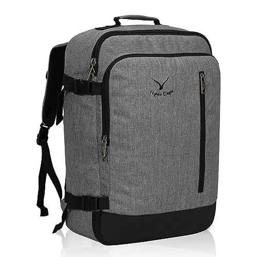 Hynes Eagle Carry on Backpack 38L Large Travel Backpack for Women Flight Approved Weekender Bag Laptop Backpack Men 15 inches Black Grey 2023
