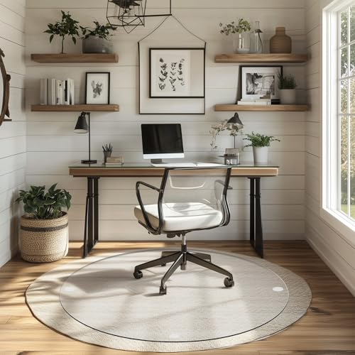 Round Office Chair Mat for Carpet & Hardwood, Upgraded 36" x 36" Dual Use Tempered Glass Chair Mat for Chair and Footrest Under Desk