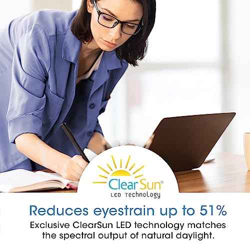 OttLite Capture Clip-On LED Desk Lamp and Ring Light for Desk, Use for Reading, Selfie, for Computer, ClearSun LED Technology, Dimmable with 3 Color Modes