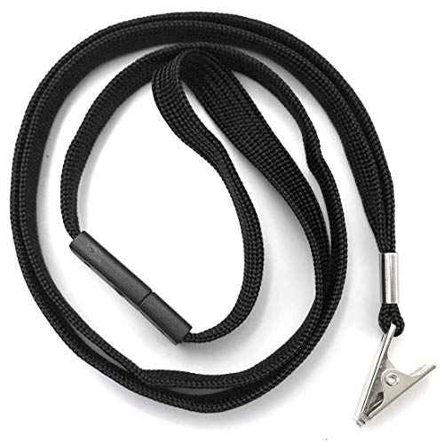 Bird Fiy Lanyards Breakaway Bulk Black Lanyards Neck Flat Safety Badge Lanyard Bulldog Clip (Black, 50 PCS)