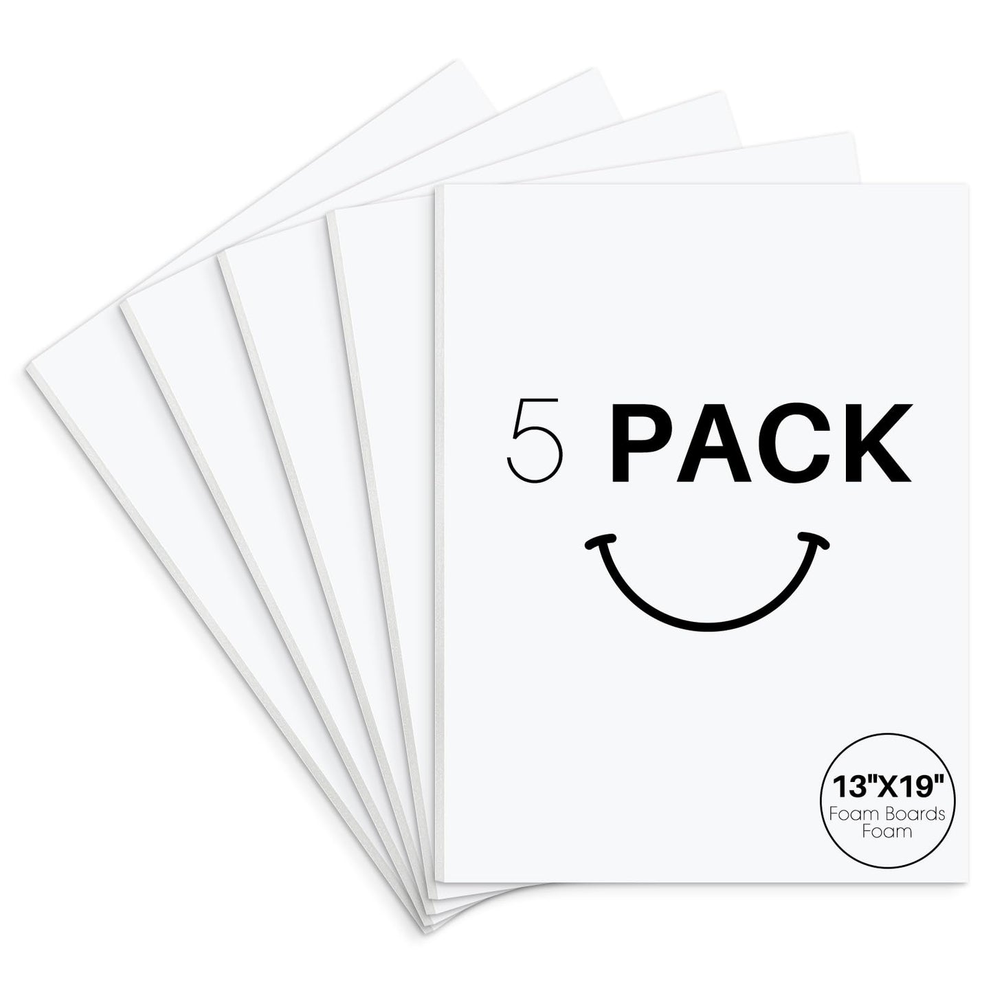 Golden State Art, Acid Free 5 Pack 13x19 White Foam Boards Foam Core Poster Board, 1/8'' Thick Polystyrene Foam Sheet for Projects, Mounting, Crafts, Art and Presentations