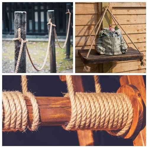 Jute Rope 10mm, 164 Feet 4.5lb Thick Garden Jute Twine String for DIY Cat Scratcher, Gardening, Bundling and Wall Hanging Craft Decorative (Brown)