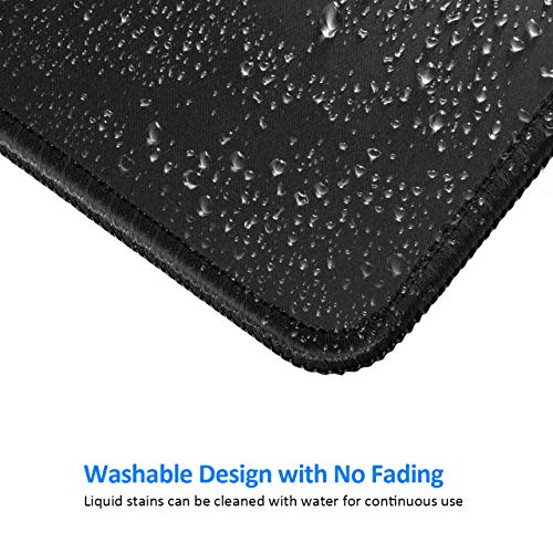 JIKIOU Black Mouse Pad with Stitched Edges 10.2x8.3in, Non-Slip & Washable