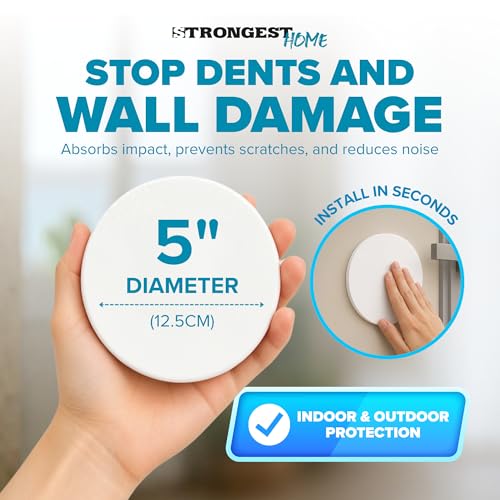 White XL Door Stop Wall Protectors 5-Inch, 3 Pack — No Drilling, Shock Absorbent Bumper